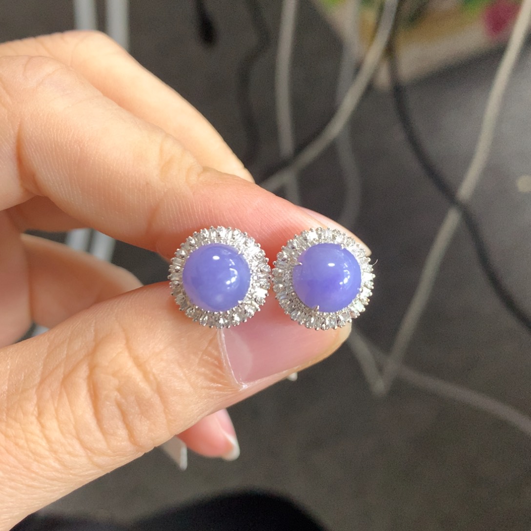 翡翠耳饰18K金镶嵌翡翠