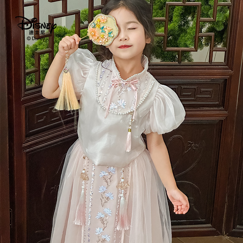 Disney/迪士尼夏季国风时尚短袖半身裙套装夏季清凉国潮两件套