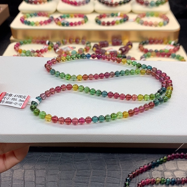 碧玺手链未镶嵌老矿手串5.3mm