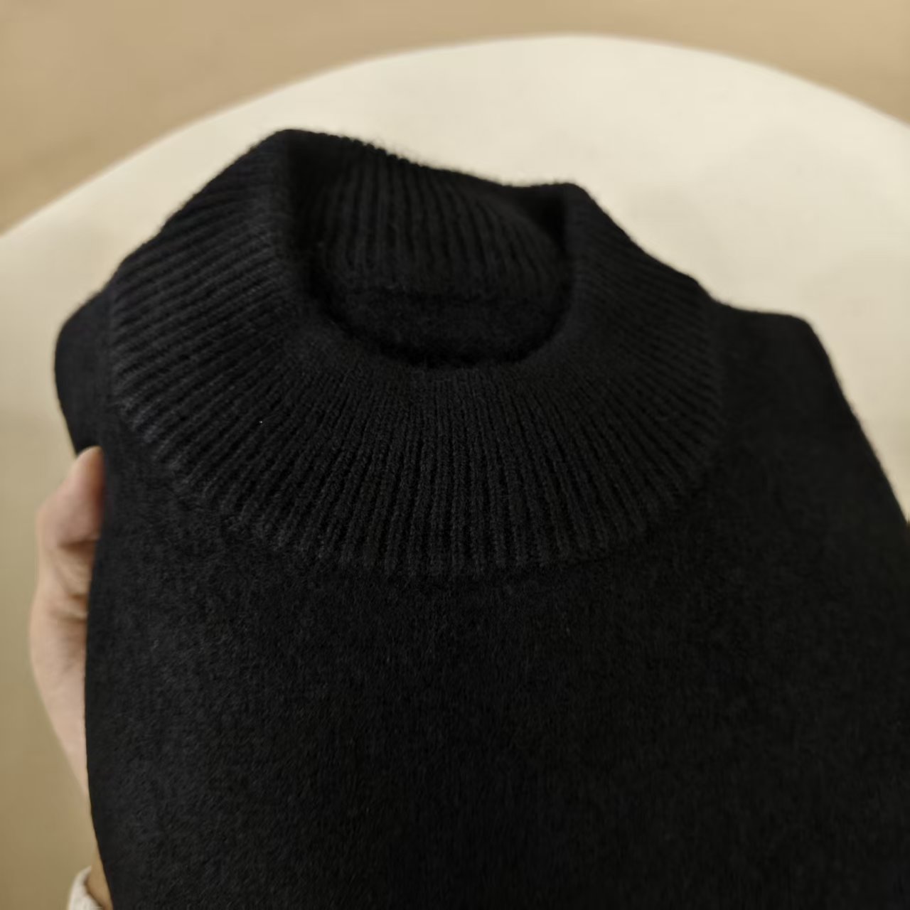 7针加厚男士半高领100纯山羊绒休闲套头打底上衣