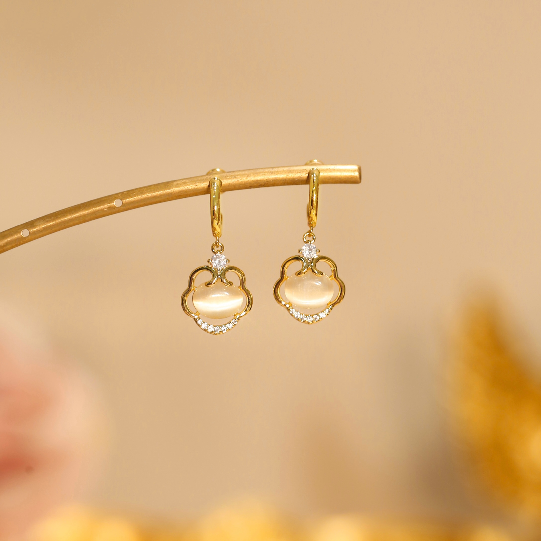 铜合金耳饰 梅姐饰品94 「如意」气质款耳扣耳环新中式耳饰