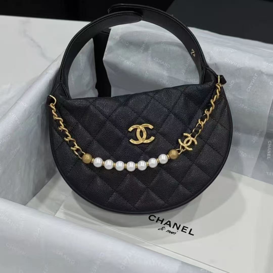 99新 Chanel/香奈儿 香奈儿呼啦圈黑金珍珠荔枝/优品