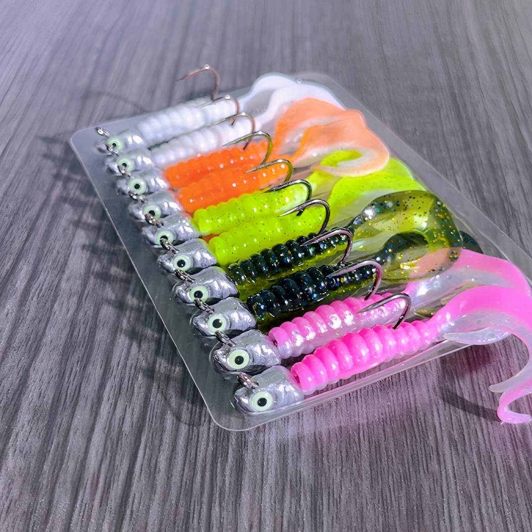 新款远投夜眼铅头钩穿卷尾软饵