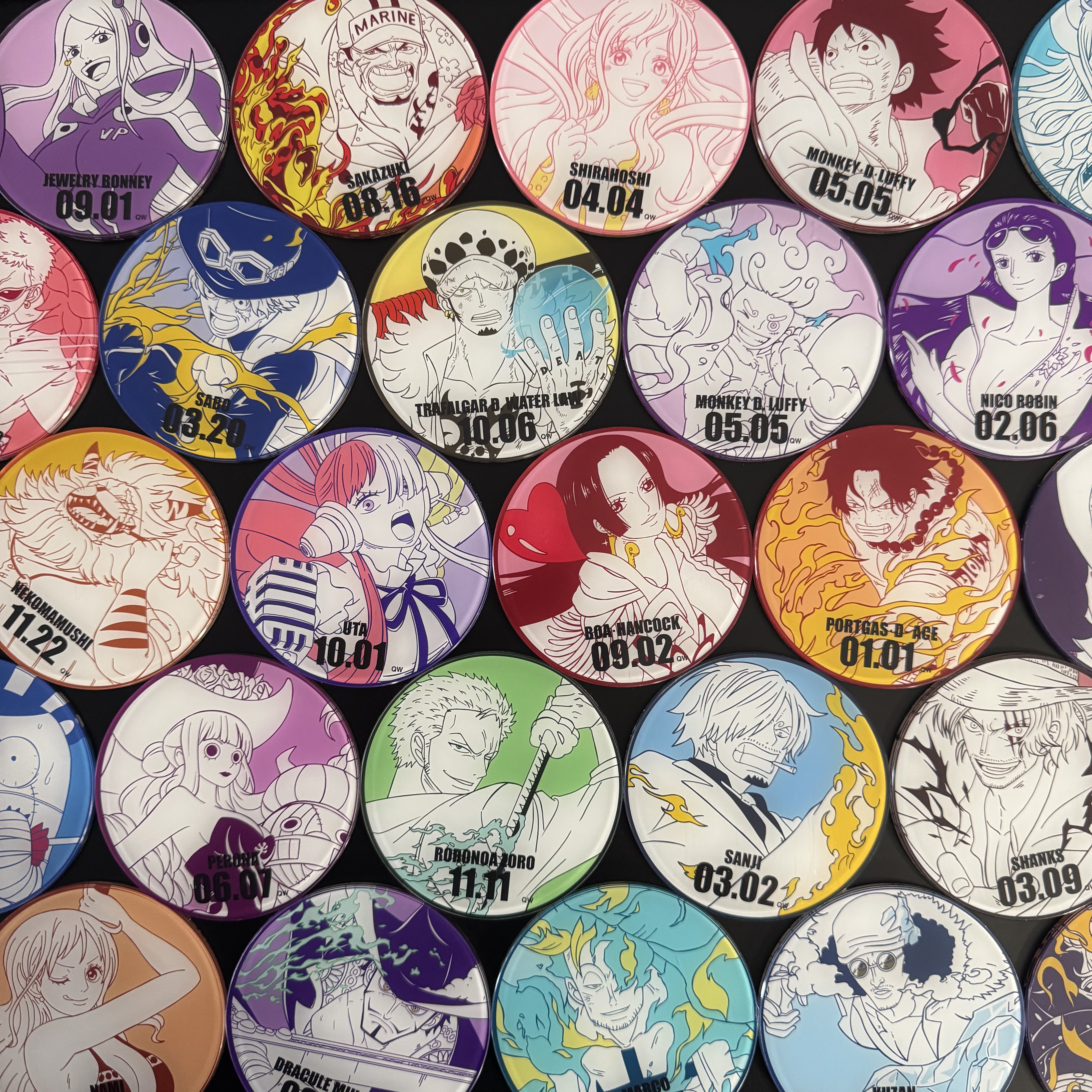 二创自印 海贼王多人池子圆形亚克力双面生日杯垫