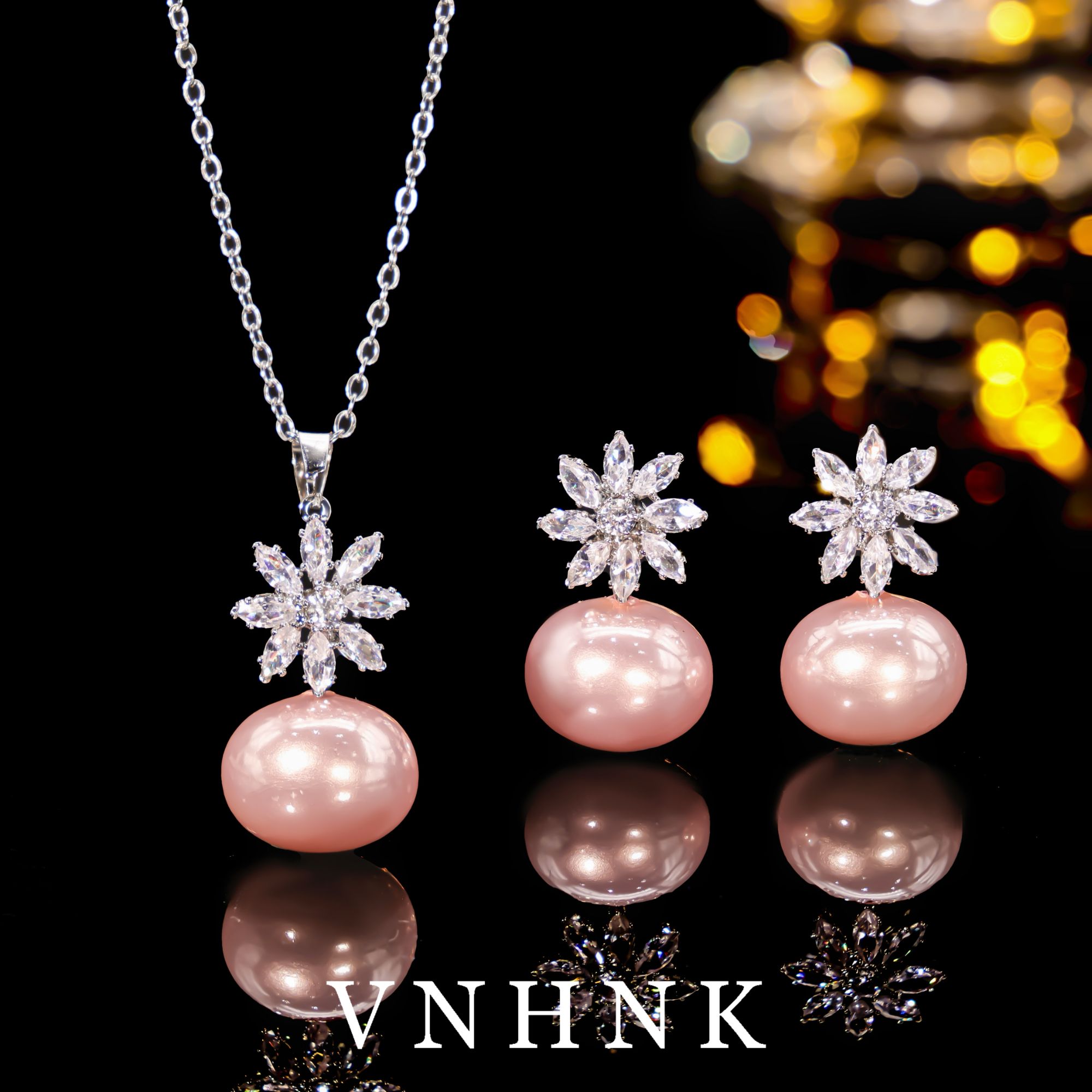 铜合金项链 美可儿  R477  粉色（53cm16mm）气质时尚耳环项链套装