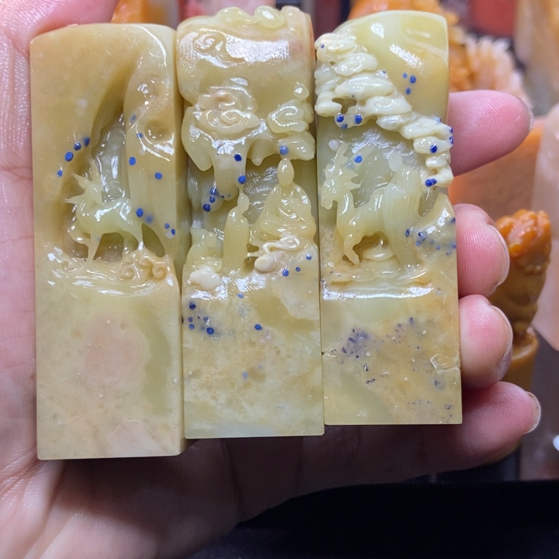 用***2寿山石印石青田蓝星