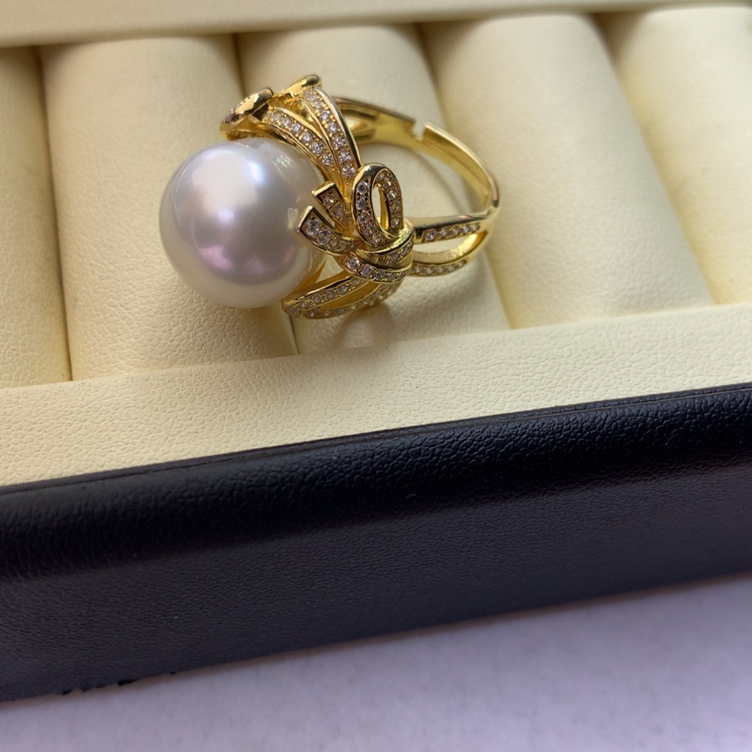 海水珍珠戒指银S925镶嵌