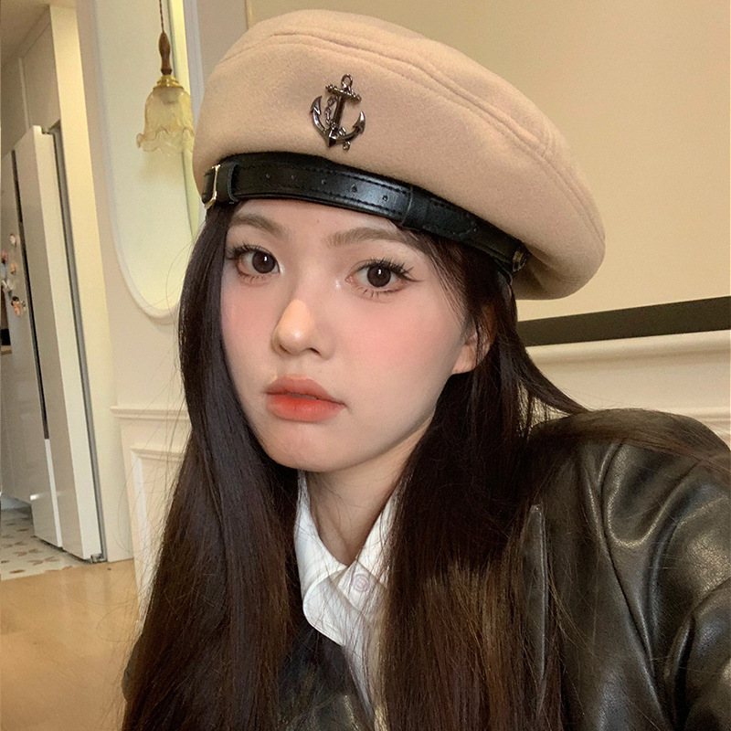 艾佳微秋冬甜辣毛呢贝雷帽子设计感英伦复古显脸小八角帽画家帽子