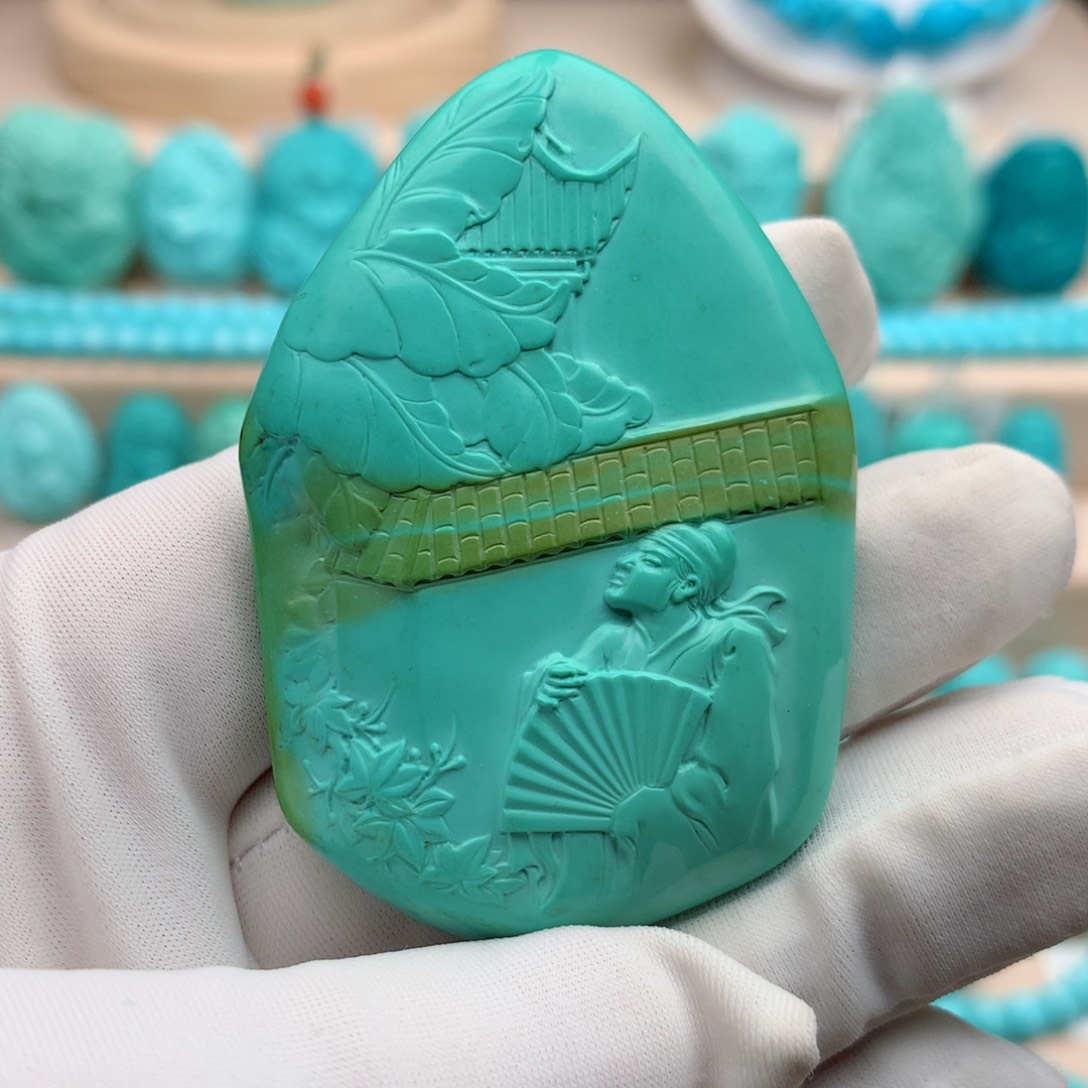 绿松石珠宝奇石未镶嵌36.8克