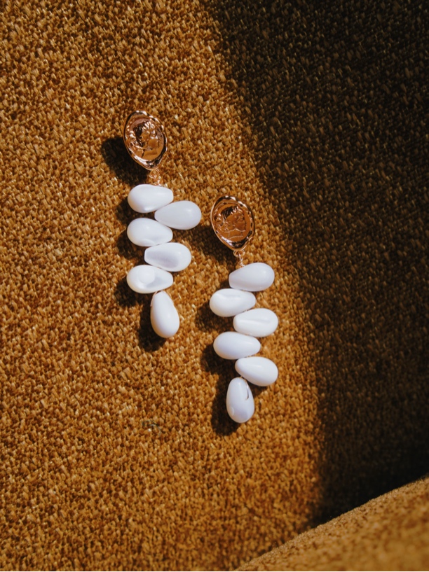 合金贝壳耳饰 Dust 無尘手作饰品 多颗水滴贝壳长款耳钉