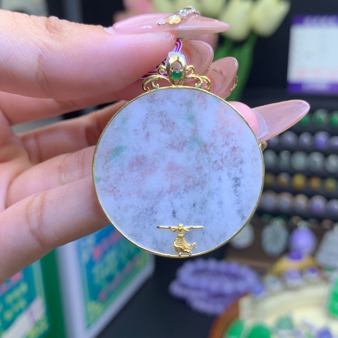 翡翠颈饰18K金镶嵌天然