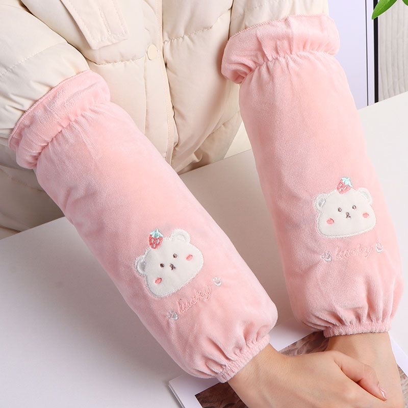 可爱毛绒棉衣袖套防脏套袖冬季学生长款手袖成人上班羽绒服护袖头