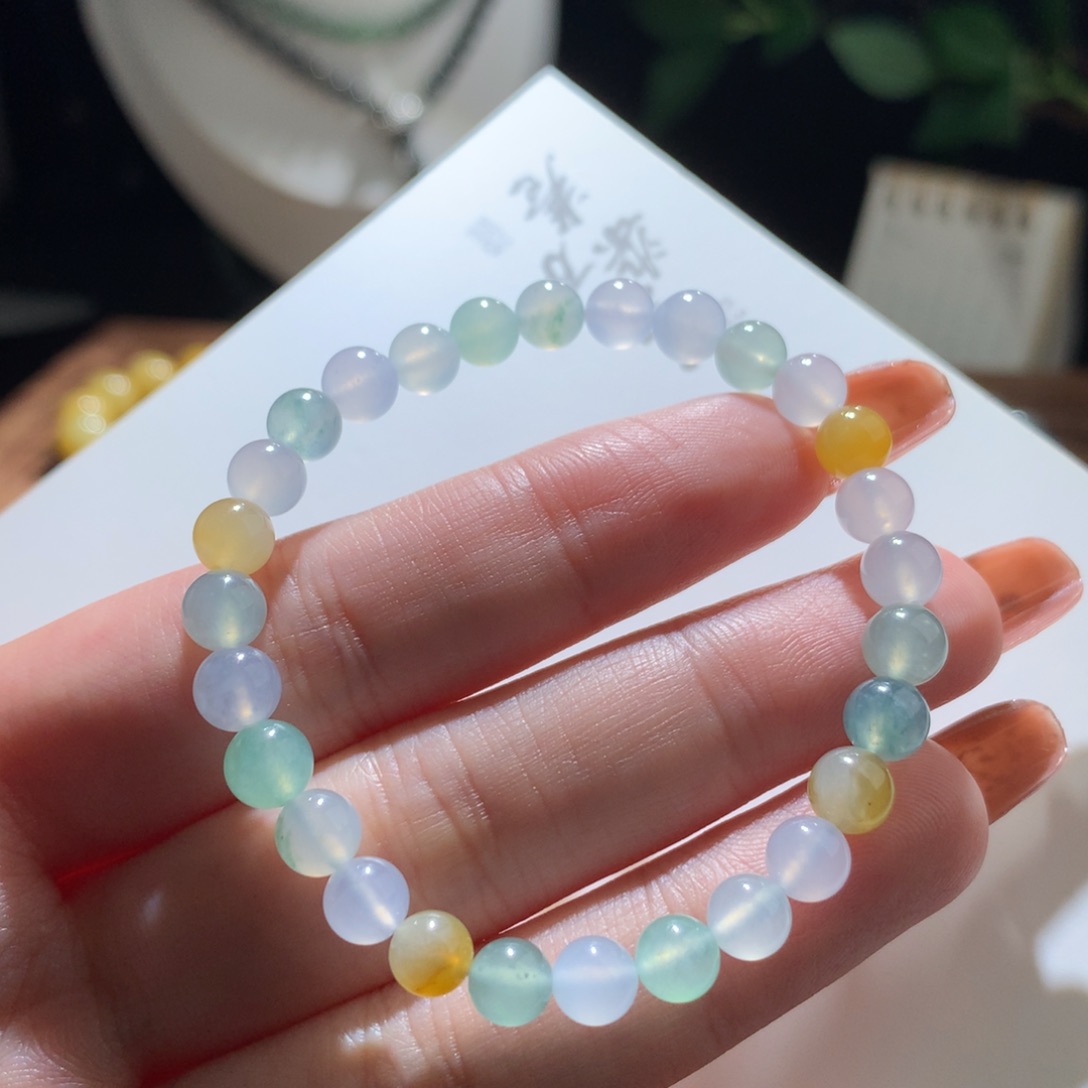 翡翠手链未镶嵌卡6马卡龙