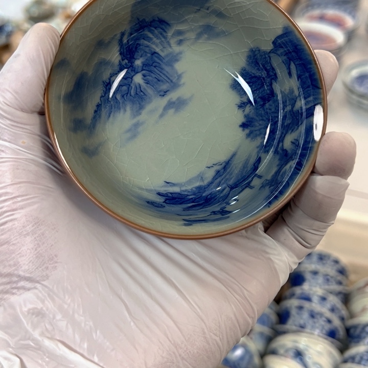 瓷片淘泥山水普洱杯我品