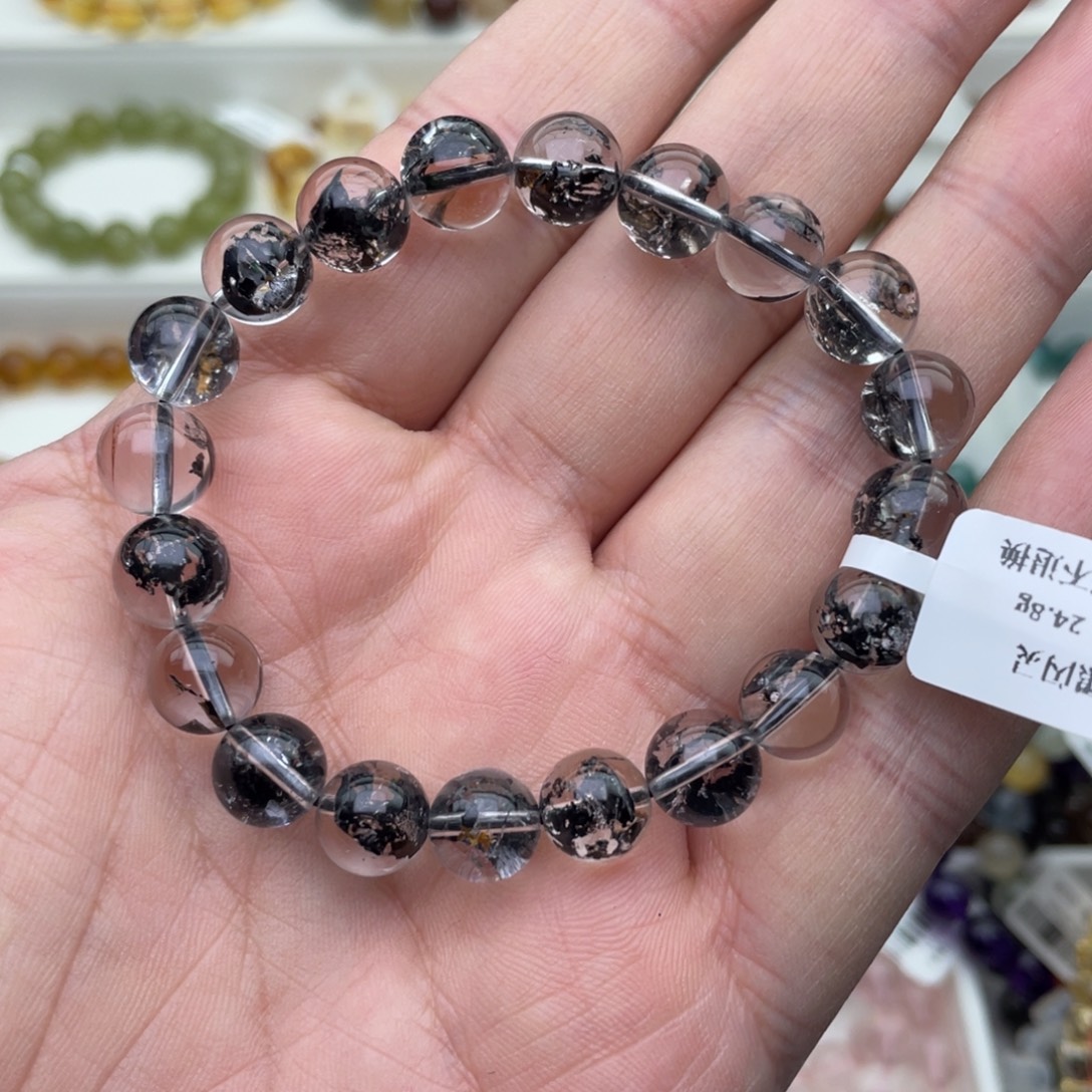 未镶嵌手链水晶黑闪灵9.8mm