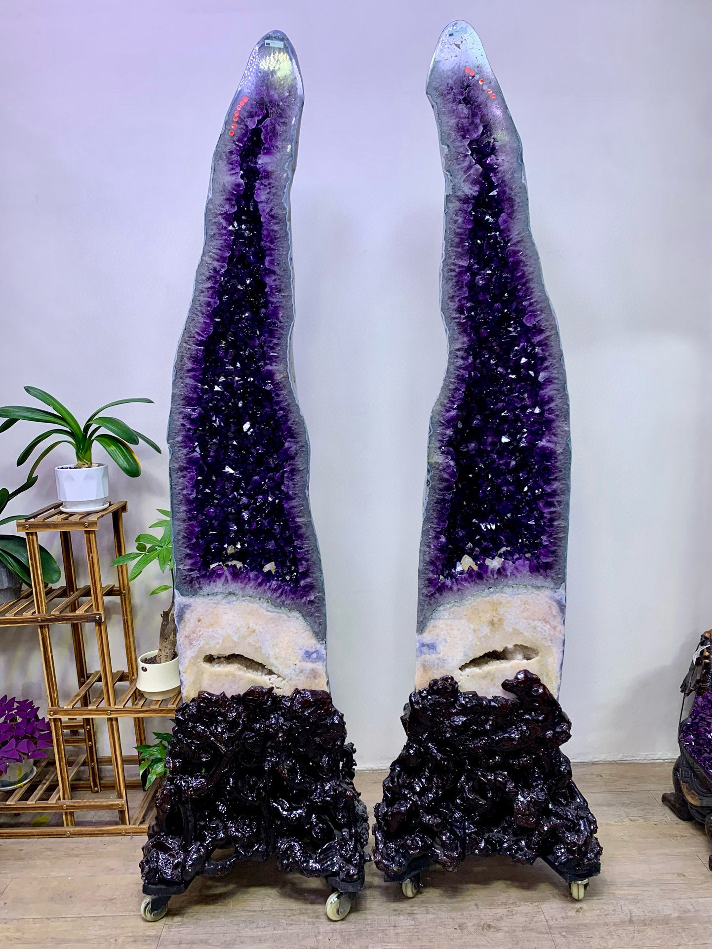 天然巴西全抛光紫水晶洞对洞摆件原石原皮公司办公室别墅门口摆件