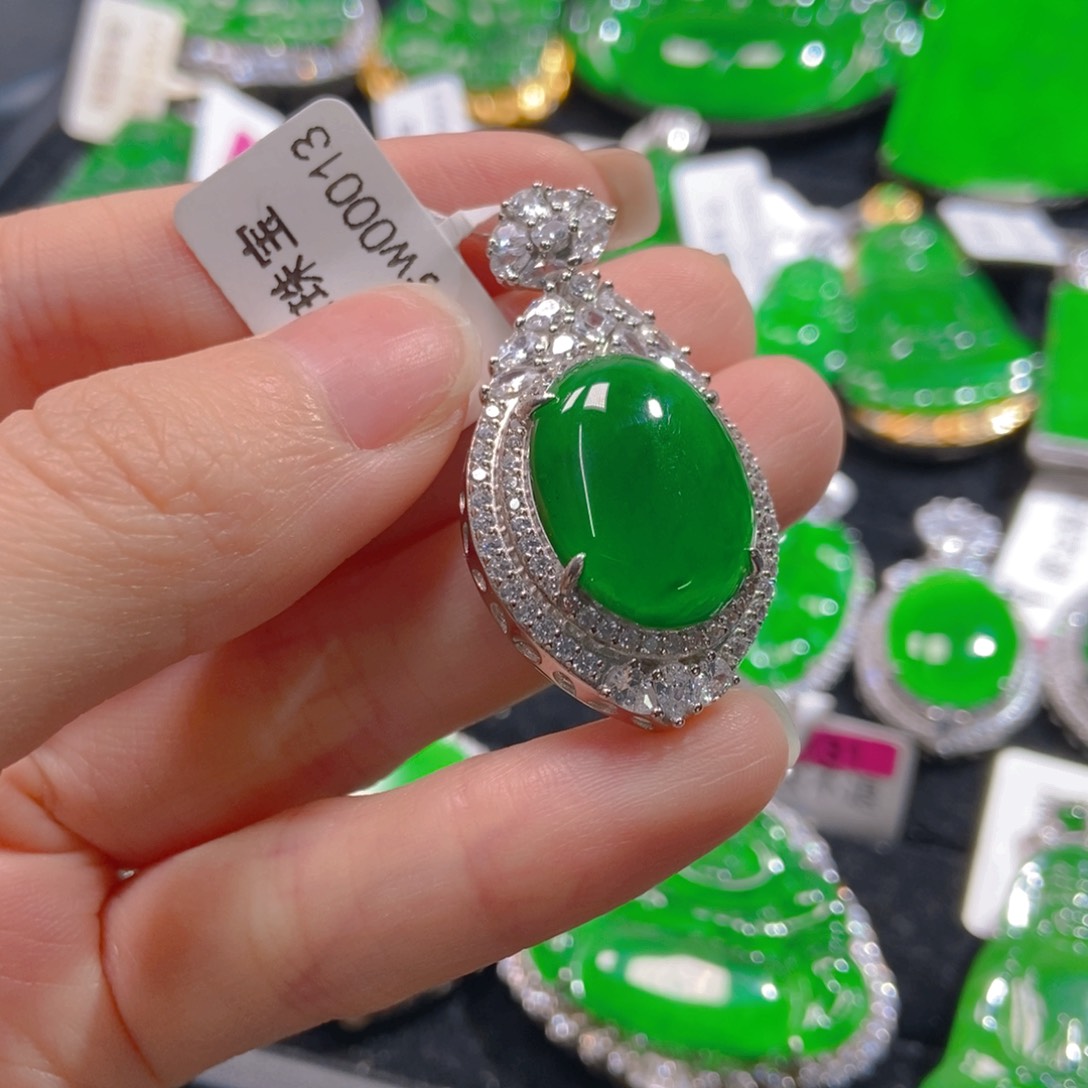 翡翠吊坠(不含链)银S925镶嵌