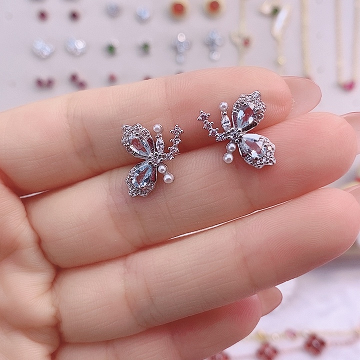 海蓝宝石耳坠银S925镶嵌