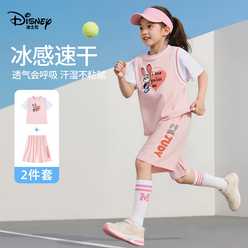 Disney/迪士尼女童朱迪印花速干运动套装2026夏季新款休闲童装