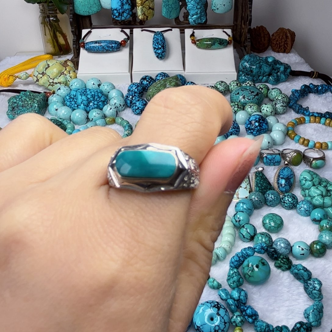 绿松石珠宝奇石银S925镶嵌