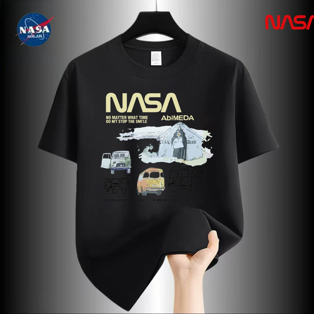 NASA联名纯棉夏季圆领短袖T恤微宽松时尚男女同款休闲百搭38