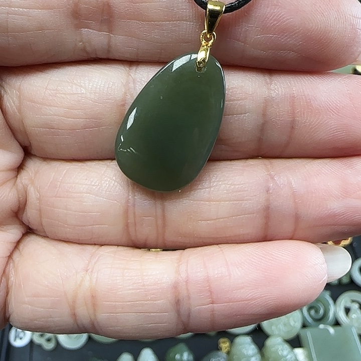 和田玉吊坠(不含链)银S925镶嵌