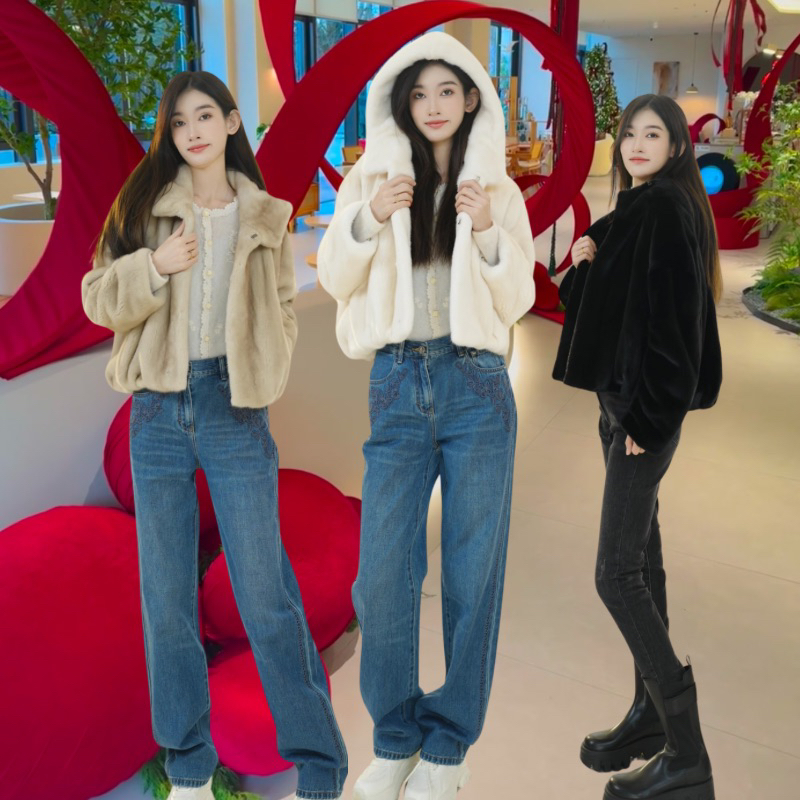 LIJING/时尚短款连帽外套3858