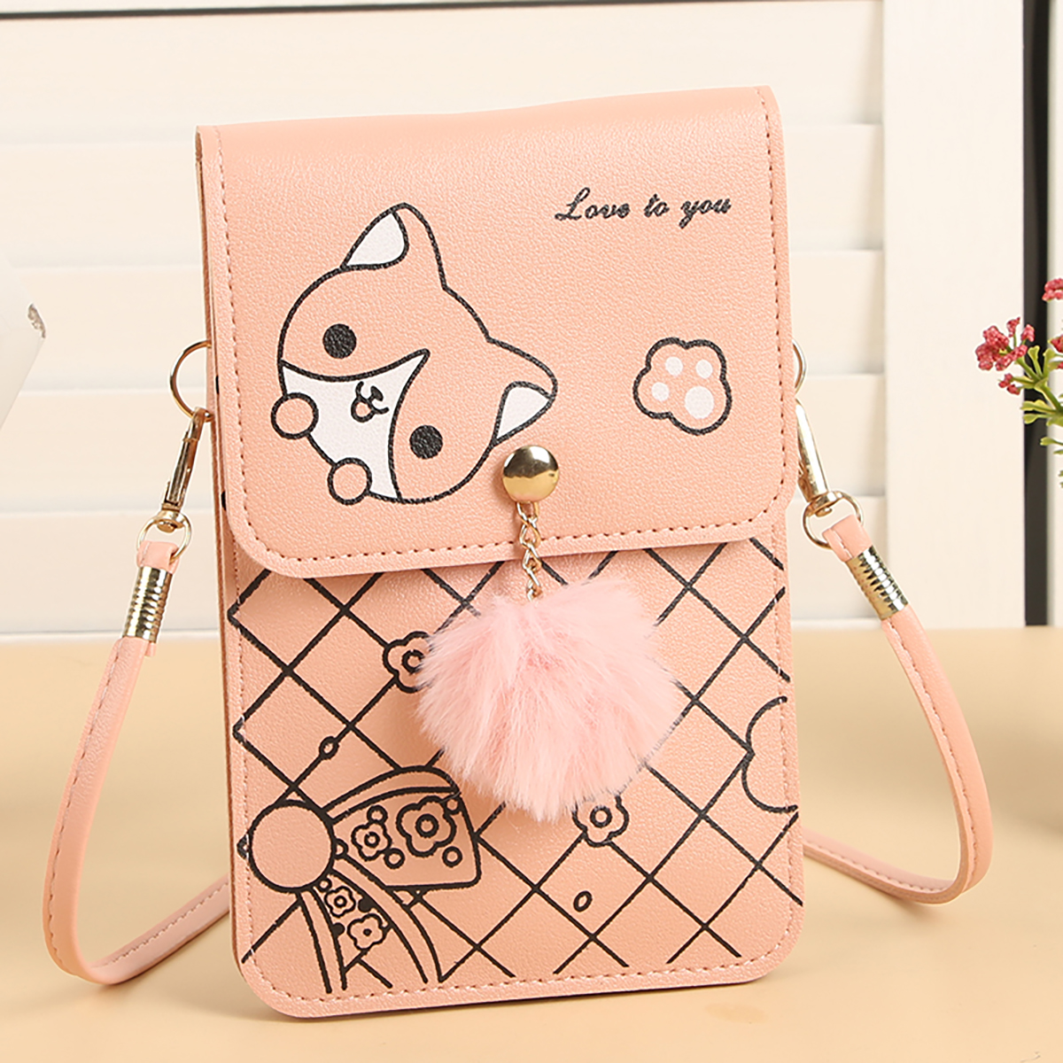 包包女2026新款 韩版PU女士单肩包 时尚撞色竖款手机包女斜挎女包