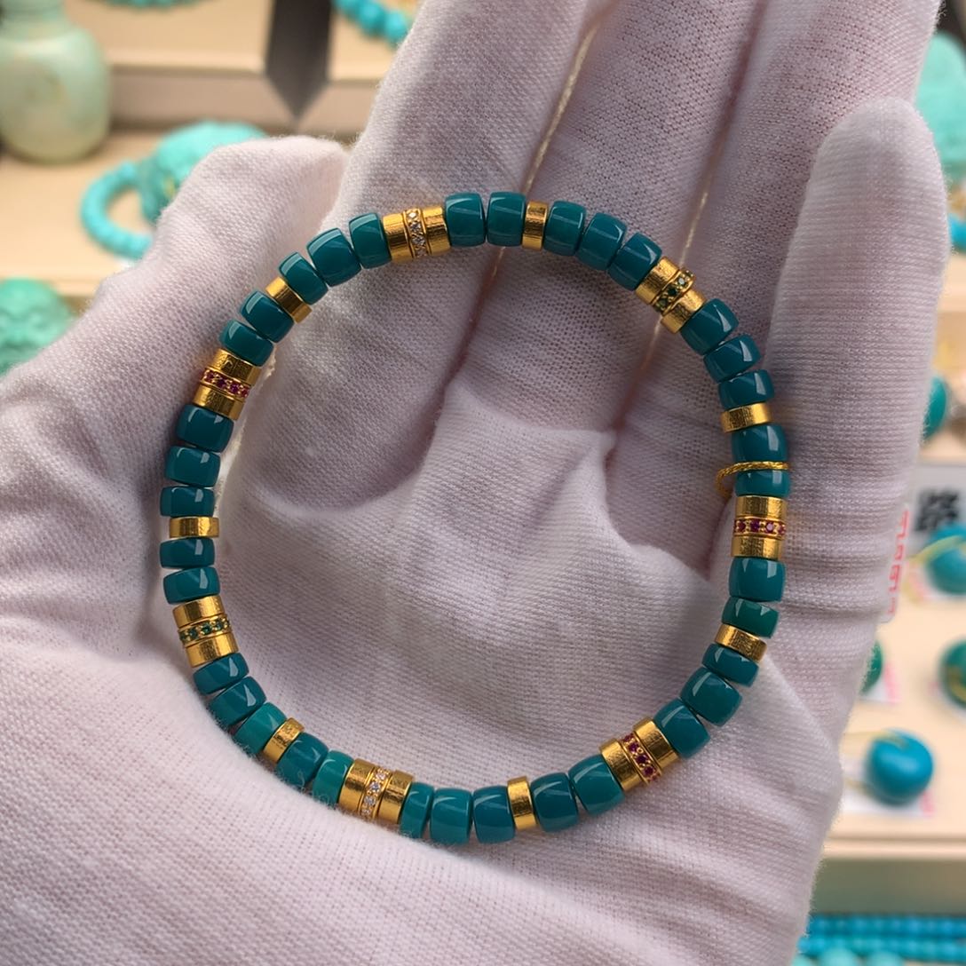 绿松石珠宝奇石18K金镶嵌?