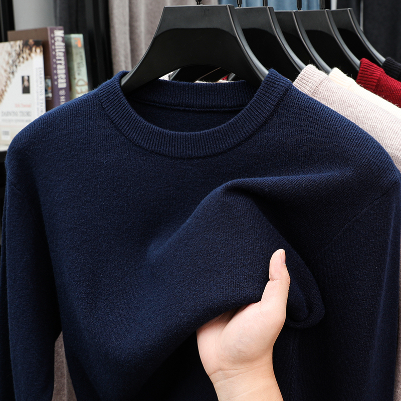 【汤家】【圆领】100羊毛保暖打底衫毛衣