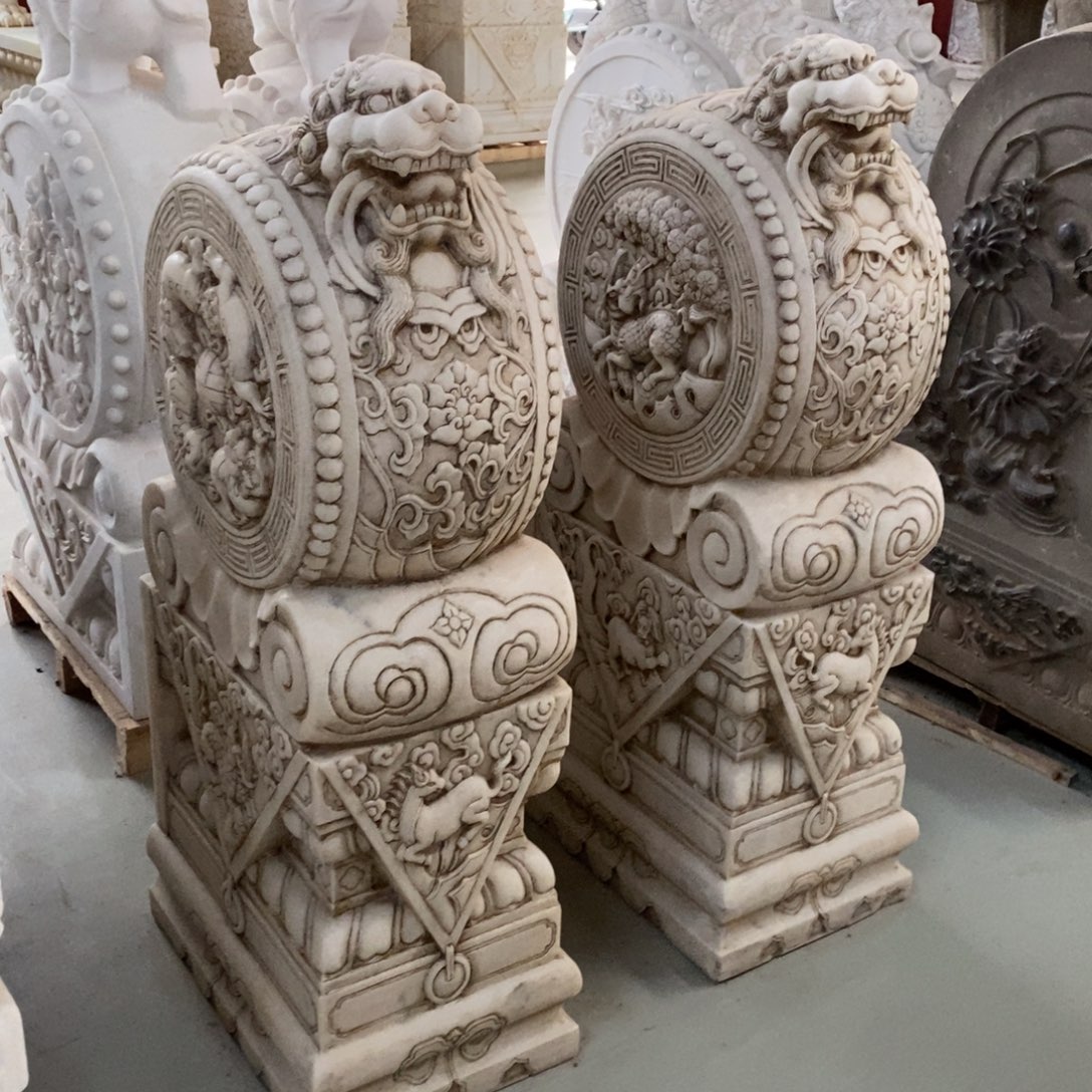 摆***人石头抱鼓石摆件包邮不管卸车不管摆放