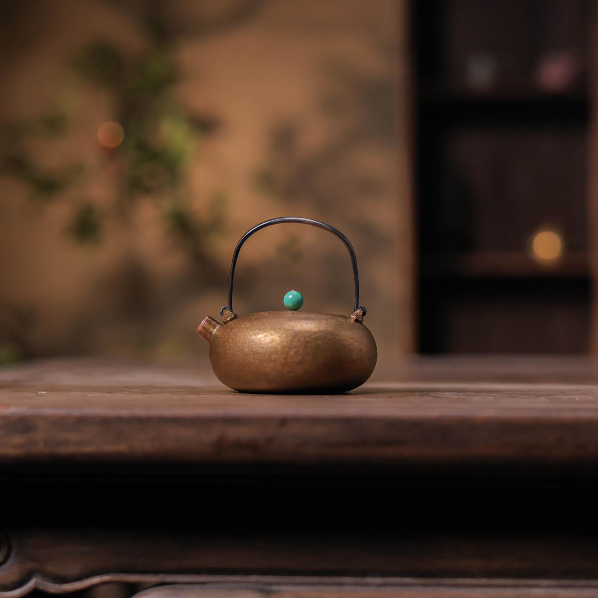 【叁山】春喜铜-至尊宝提梁小茶壶110ml（春喜铜0421）