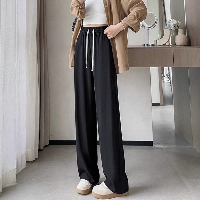 1688黑色慵懒风休闲裤西装裤夏季慵懒风薄五一旅游出街衣服裤子