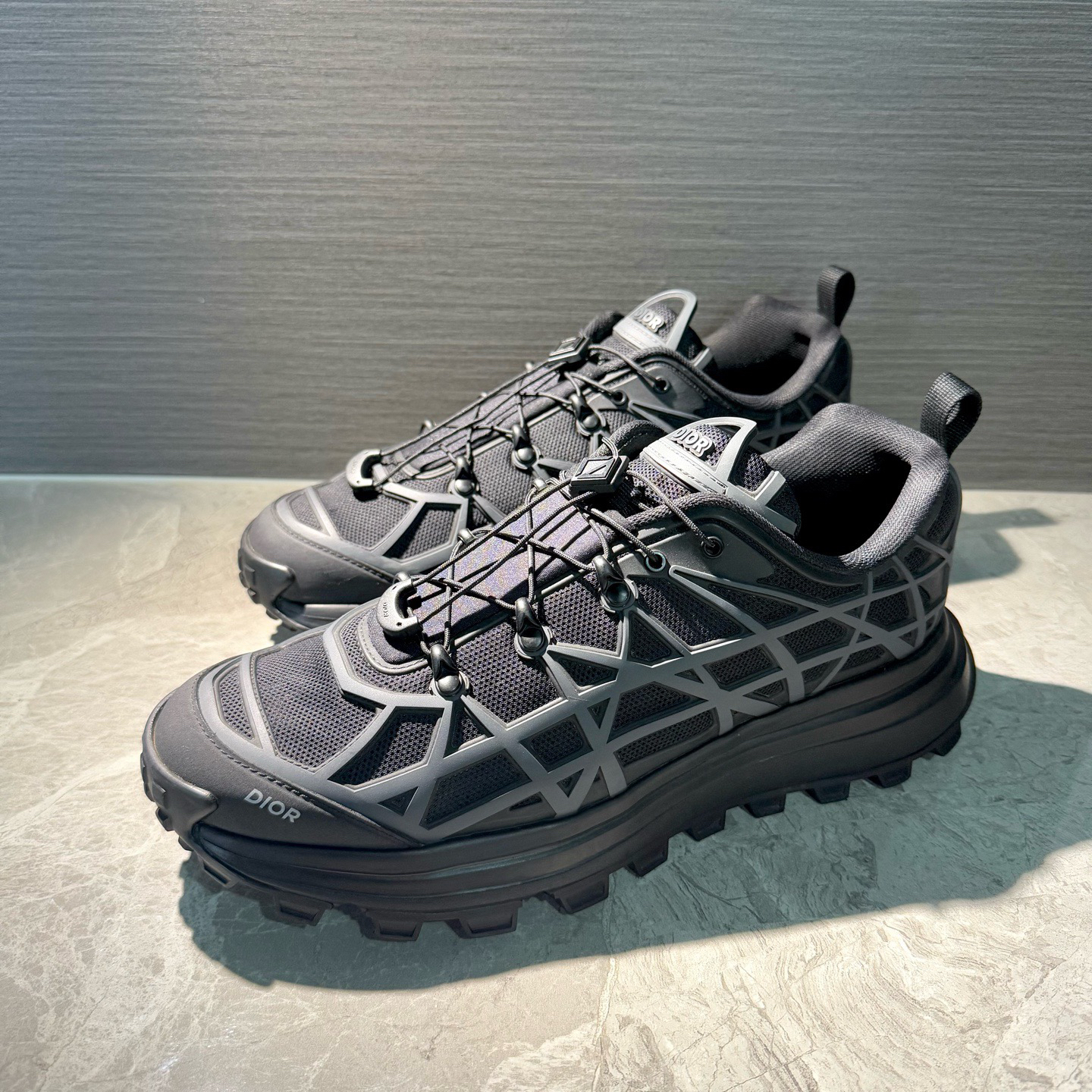 99新 DIOR/迪奥 黑色藤格纹图案b31系列厚底运动鞋 客户寄售 42码