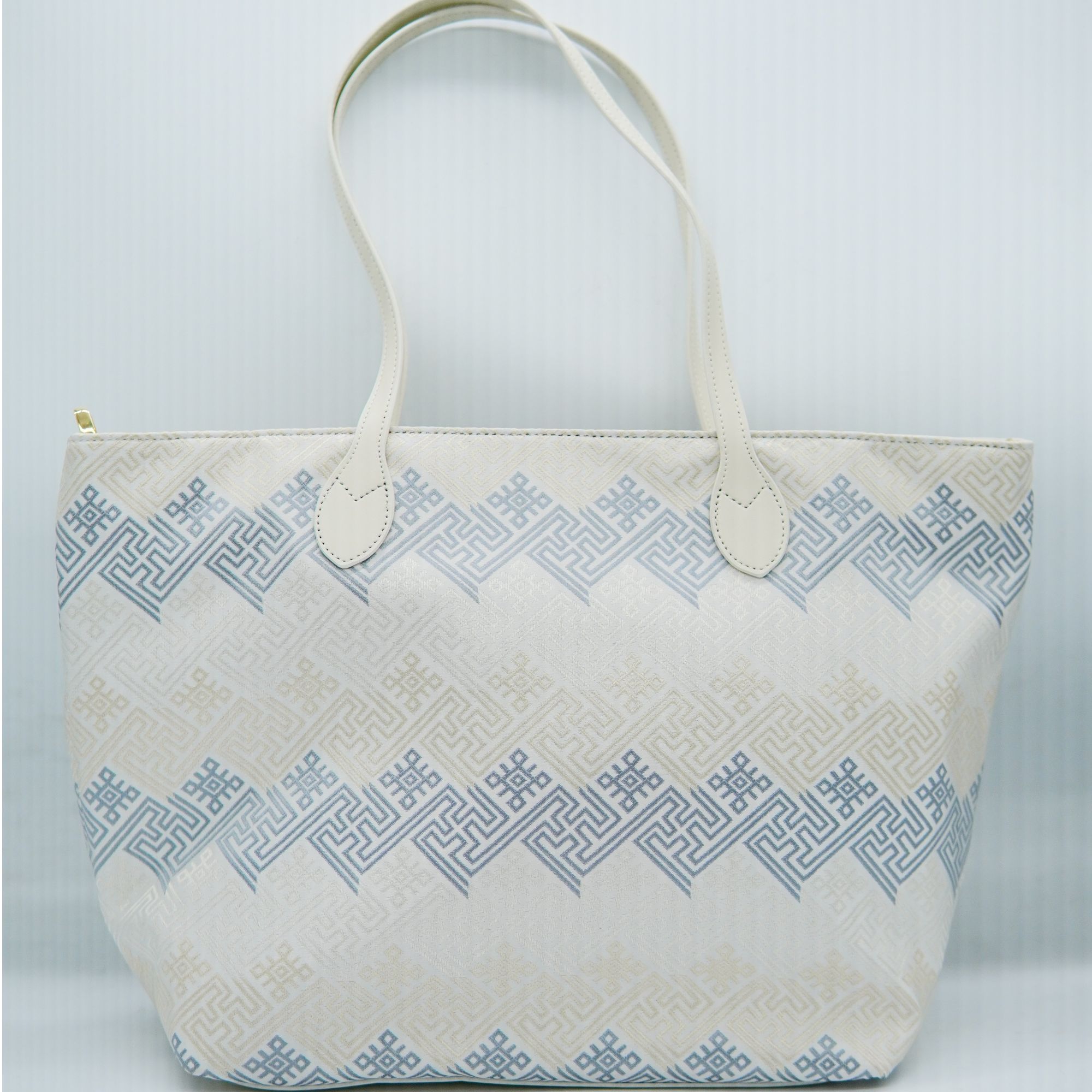 声声不息|壮锦银白色休闲托特包