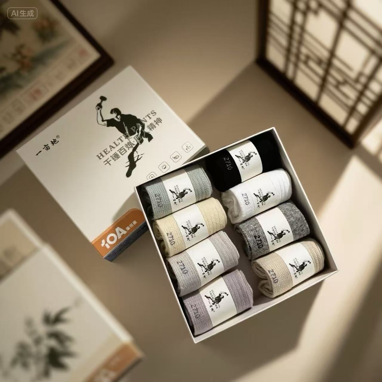 无/一亩地一亩地国货品牌 男女秋款抗菌防臭袜（八双装）