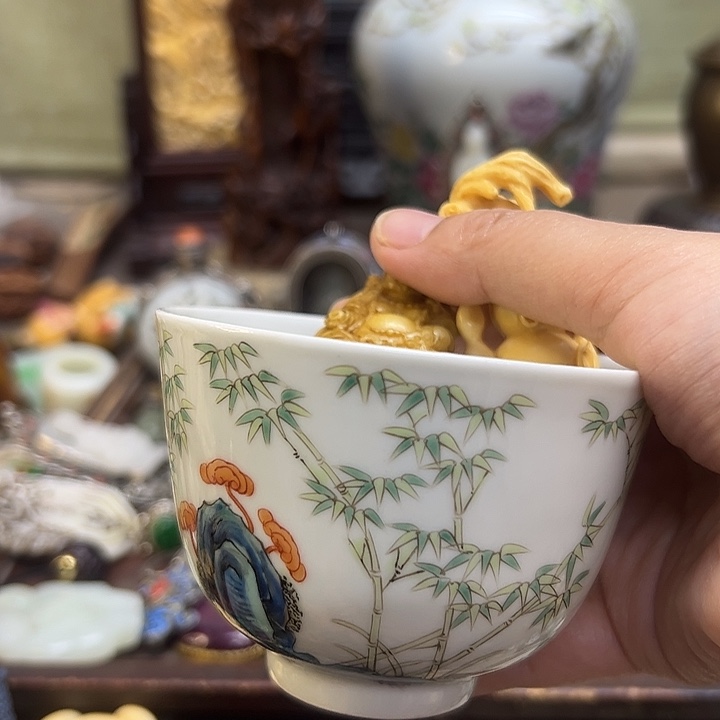 摆件自*。瓷杯！紫砂壶