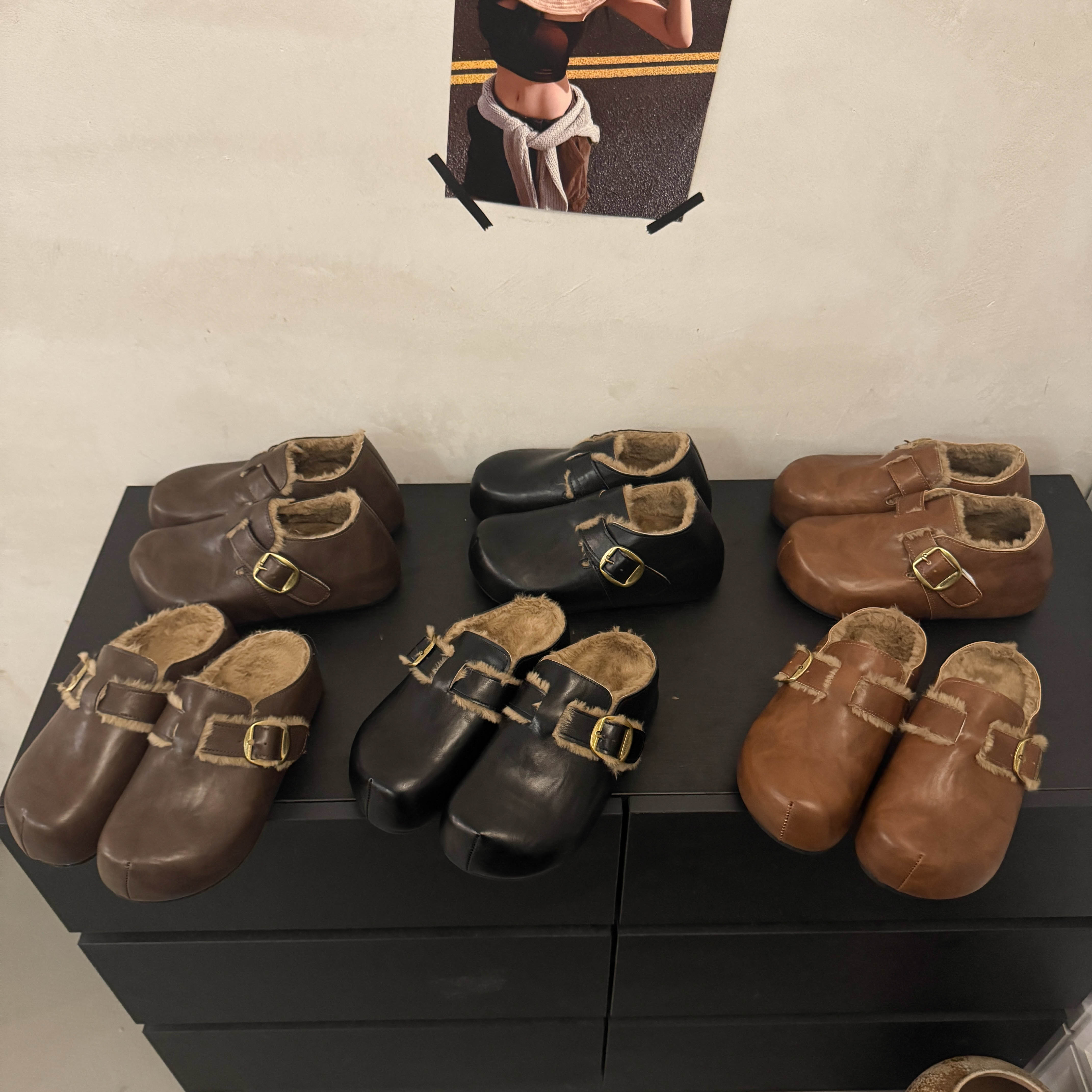 加绒保暖包头半拖女外穿2025冬季新款棉鞋内增高懒人厚底拖鞋女