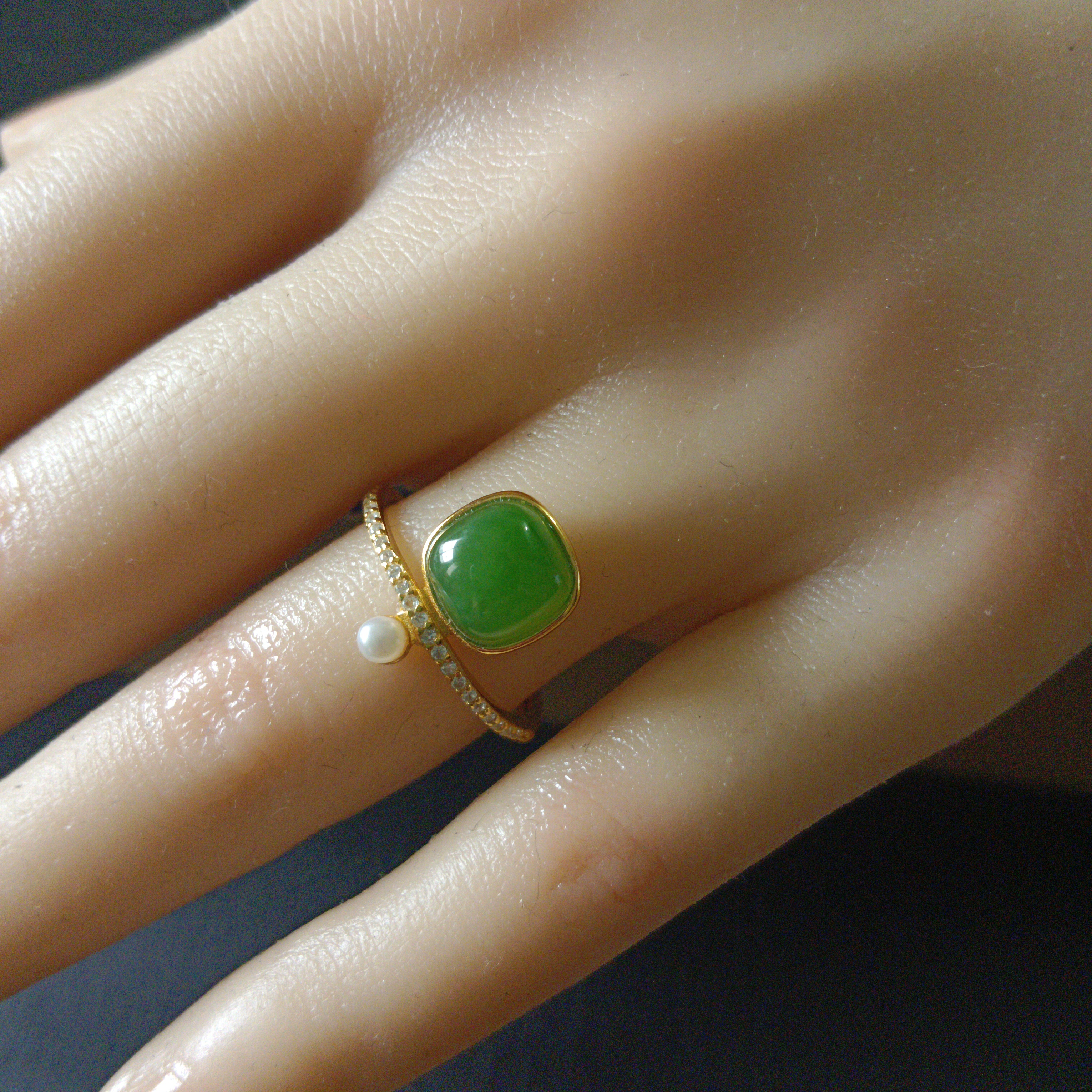 和田玉碧玉银镶戒指多样性发货拍一发一