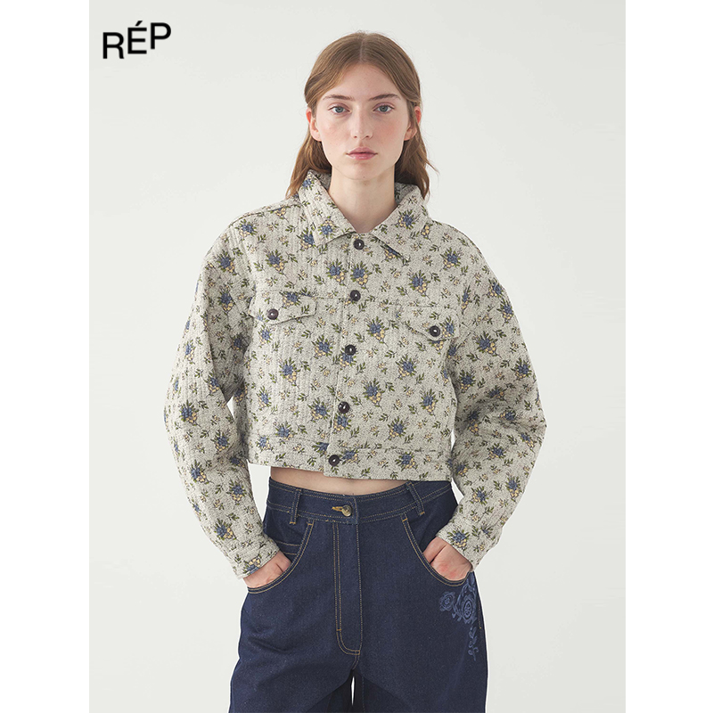 REP-ANTIK BATIK设计师品牌灰色碎花短款外套 25SS 早春穿搭