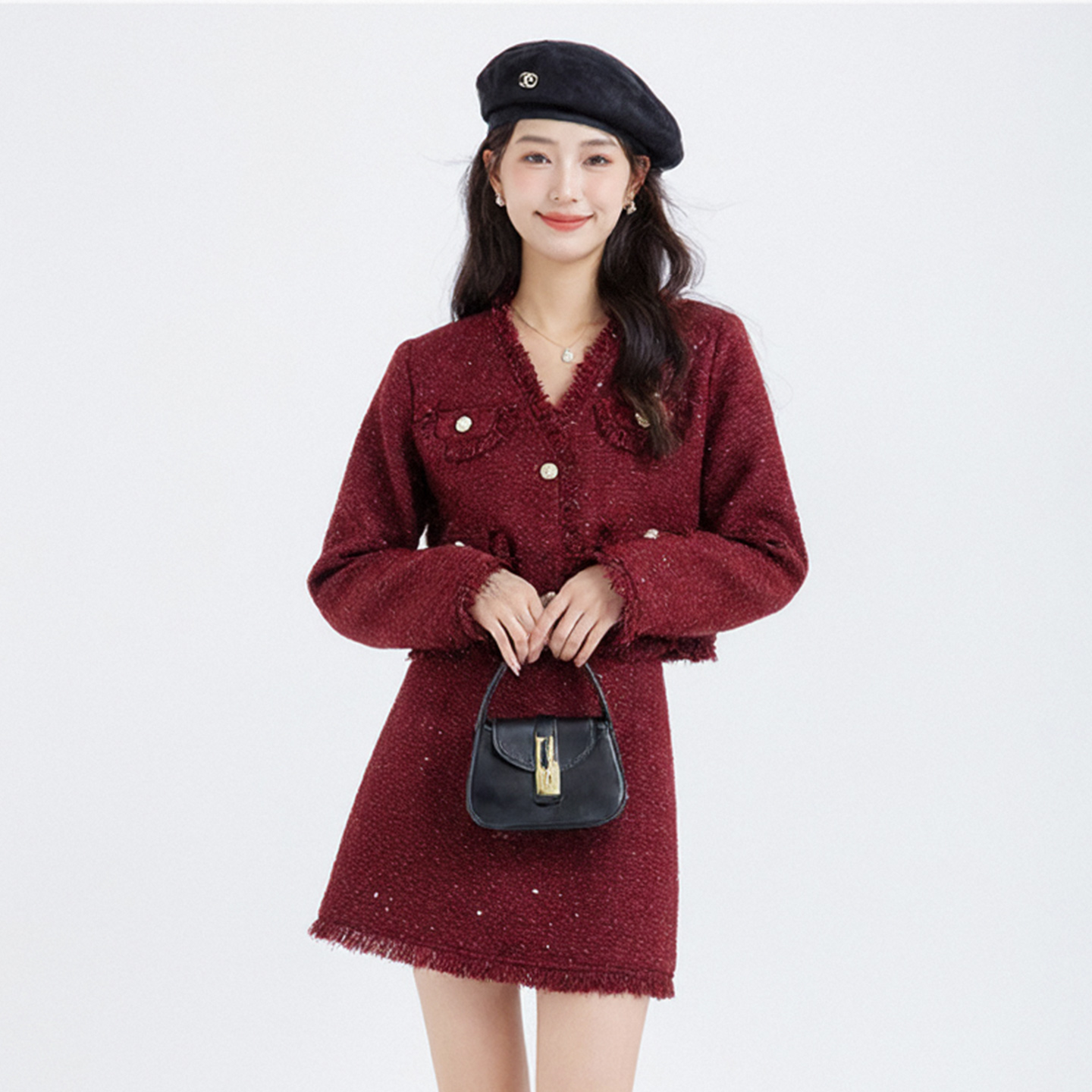 奢姿大码女装2025冬季时尚小香风套装胖妹妹气质减龄显瘦两件套