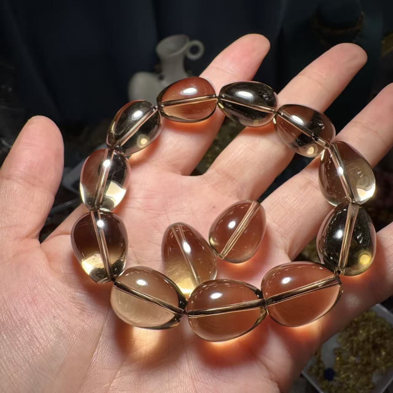 全净特级茶水晶水滴糖豆单颗卡14*19mm+
