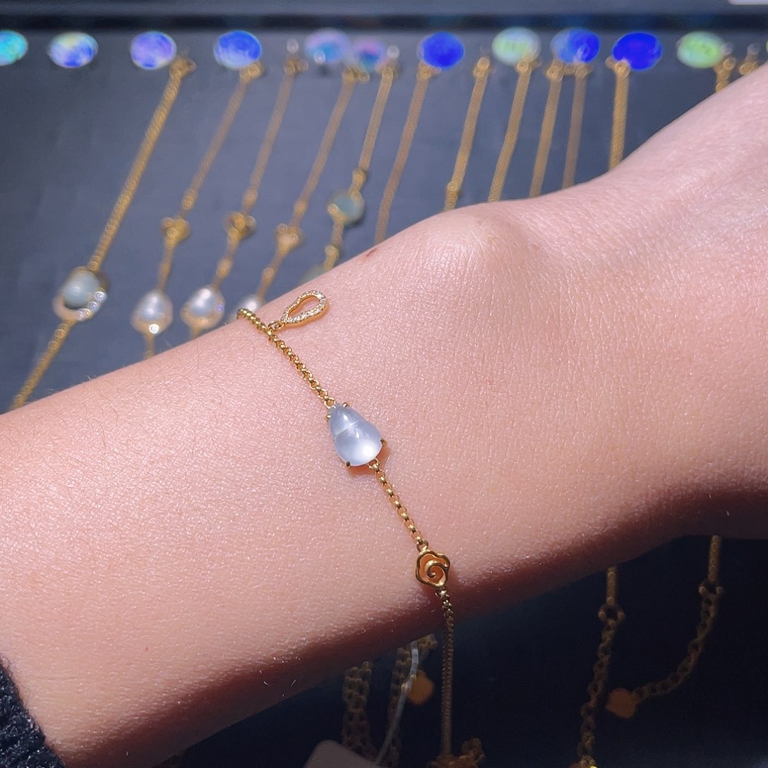 翡翠手链18K金镶嵌手链