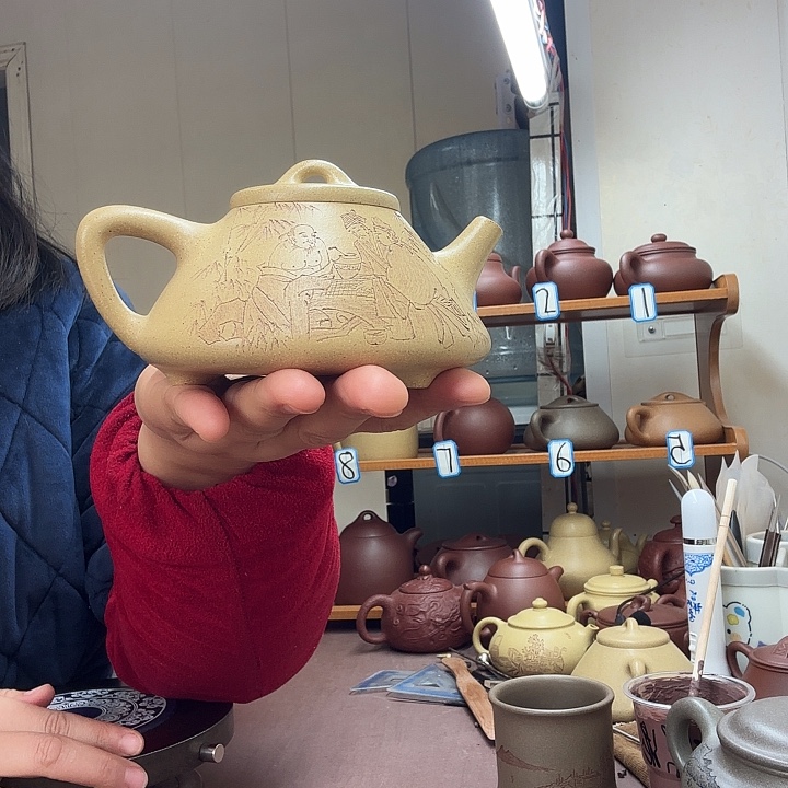 山***技紫砂茶壶子冶石瓢，340Cc