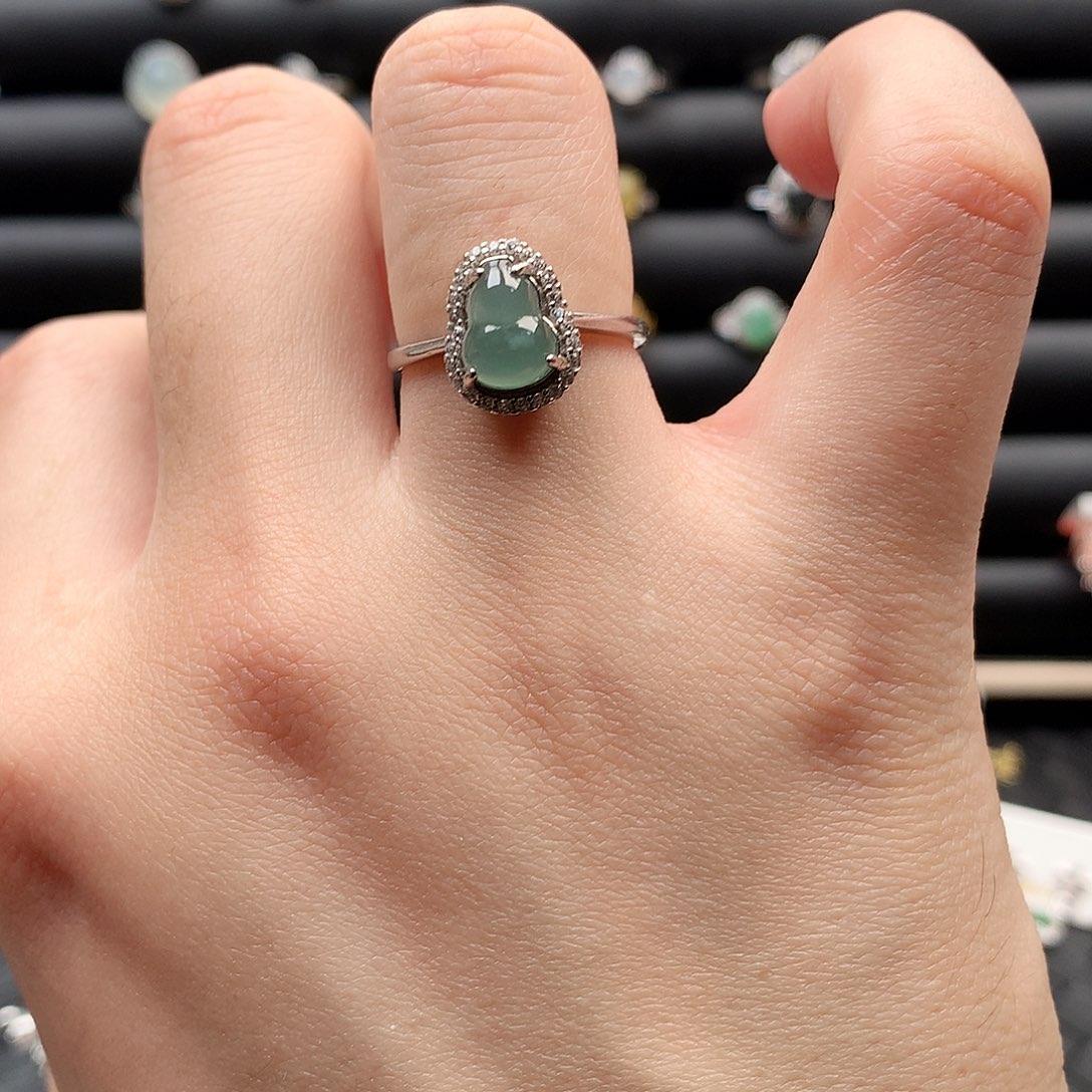 翡翠戒指银S925镶嵌0250