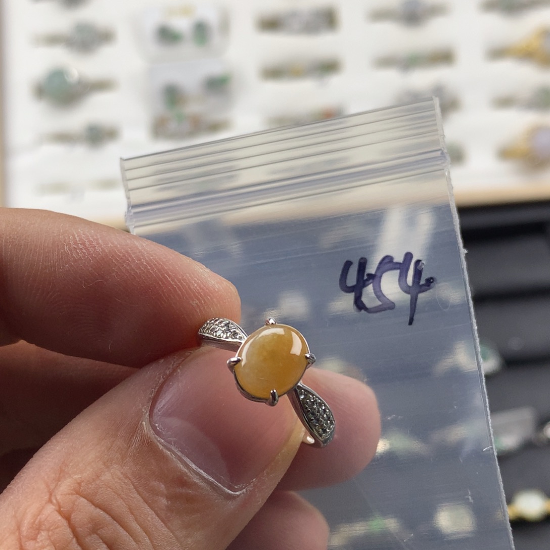 想***周翡翠银S925镀金镶嵌戒指454
