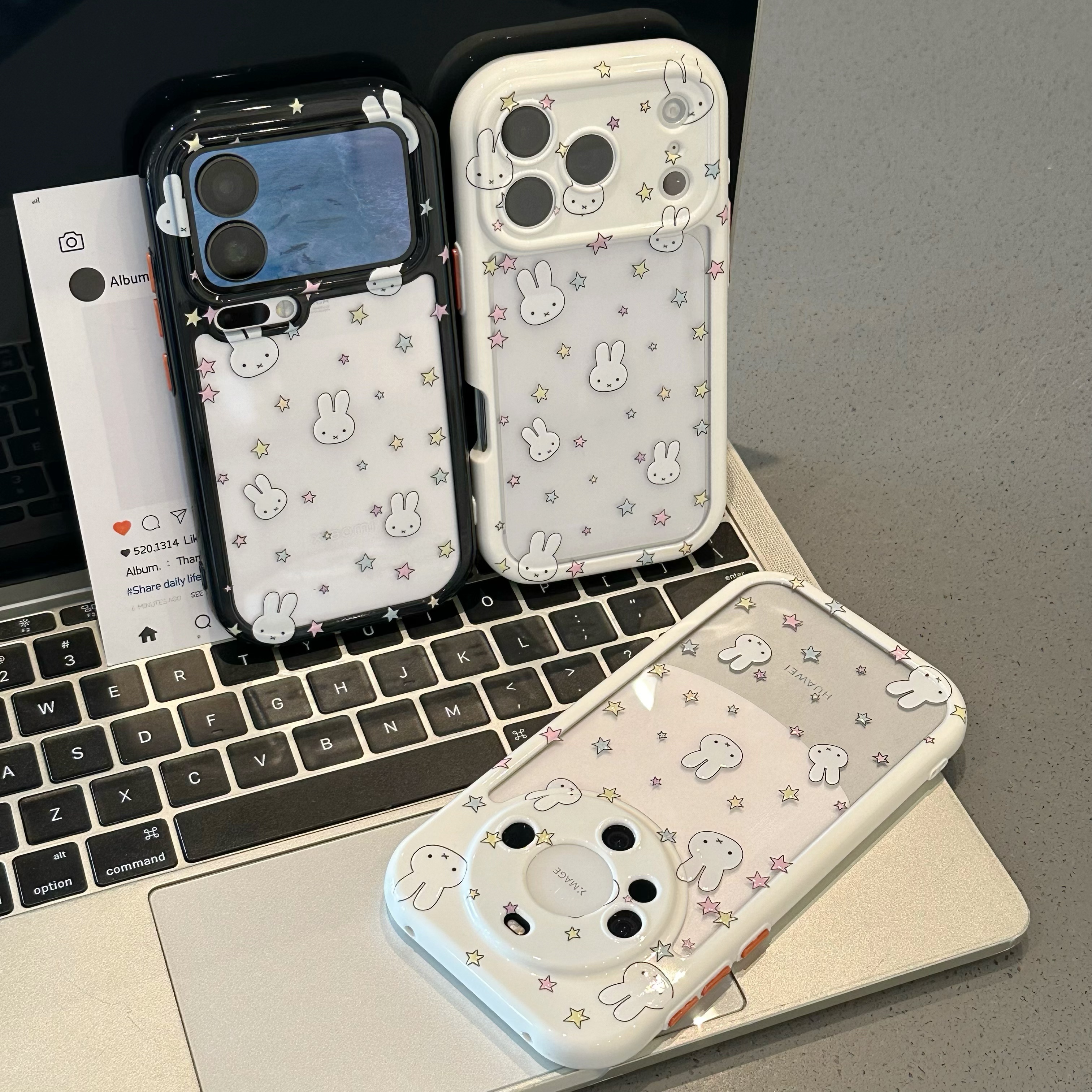 BANCA星星米菲兔适用苹果17/16奶油手机壳华为vivoppo小米15/14