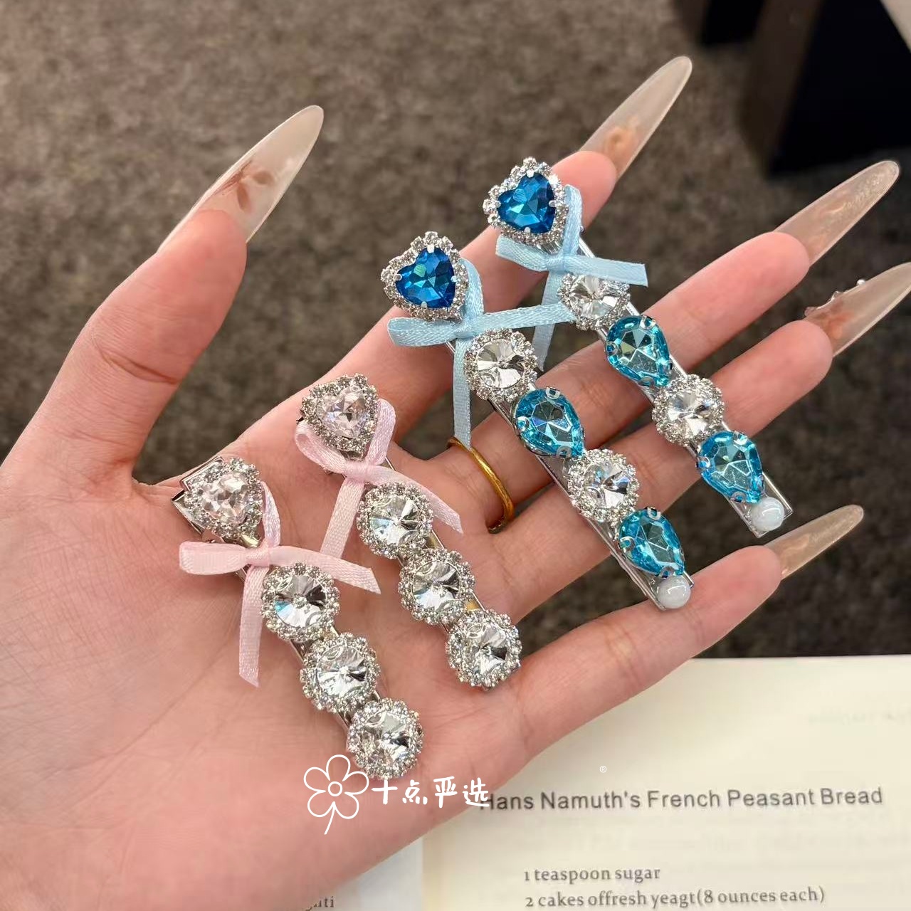 【冰河世纪】韩系蝴蝶结水钻发夹女高级感侧边刘海一字鸭嘴夹头饰
