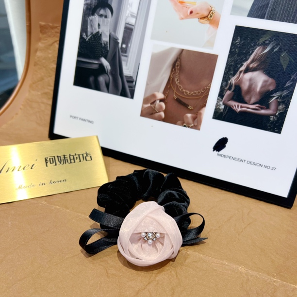 新款大肠发圈珍珠花朵蝴蝶结甜美少女头饰皮筋原创设计扎头发发绳