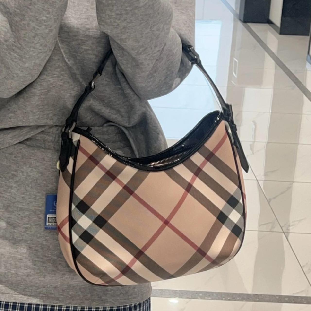95新 BURBERRY/博柏利 大吉中古/Burberry格纹hobo腋下单肩包